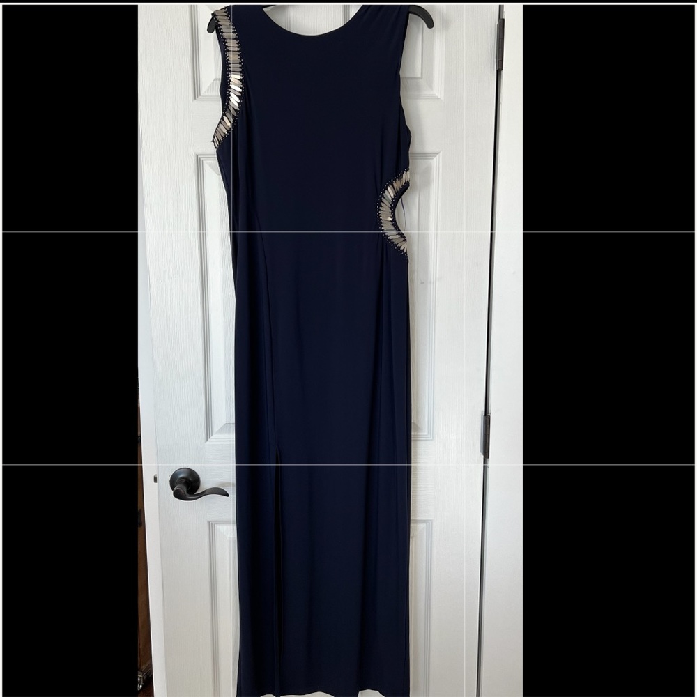 Spence Embellished Navy & Silver Evening Gown, Size 12